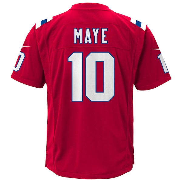 Drake Maye New England Patriots Nike Youth Alternate Game Jersey - Red/White - Image 4