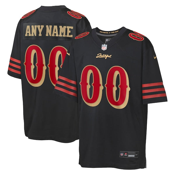 San Francisco 49ers Nike Youth 2025 Rivalries Collection Custom Game Jersey - Black/Red - Image 6