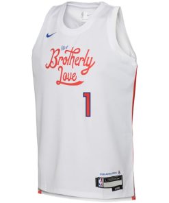 Alternative view of James Harden Philadelphia 76ers Nike Youth 2022/23 Swingman Jersey - City Edition - White