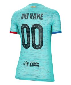 Alternative view of Barcelona Nike Women's 2023/24 Third Custom Replica Jersey - Aqua
