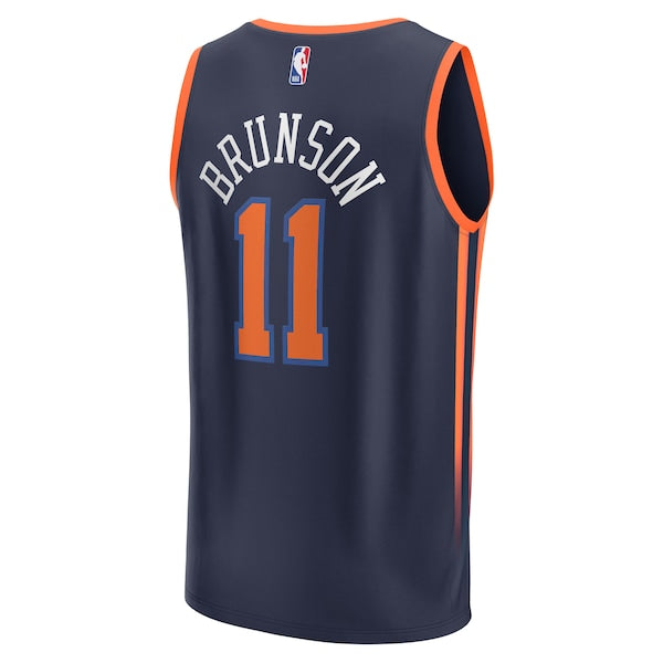 Jalen Brunson New York Knicks Fast Break Replica Player Jersey - Statement Edition - Navy - Image 3