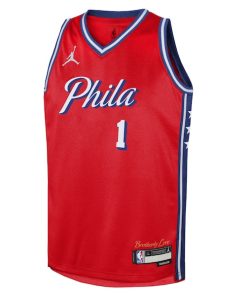 Alternative view of James Harden Philadelphia 76ers Jordan Brand Youth Swingman Jersey - Statement Edition - Red