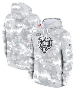 Chicago Bears Nike 2024 Salute to Service Club Fleece Pullover Hoodie - Arctic Camo