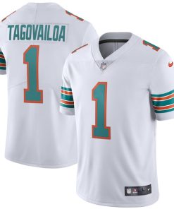 Alternative view of Tua Tagovailoa Miami Dolphins Nike 2nd Alternate Vapor Limited Jersey - White/Aqua