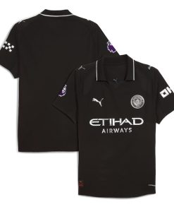 Alternative view of Manchester City Puma 2025/26 Away Authentic Jersey - Black/Light Blue