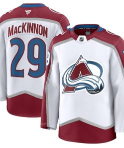 Nathan MacKinnon Colorado Avalanche  Away Premium Jersey - White/Navy/Burgundy