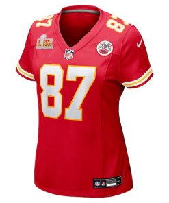 Alternative view of Travis Kelce Kansas City Chiefs Nike Women's Super Bowl LIX Game Jersey - Red