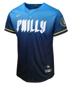 Alternative view of Zack Wheeler Philadelphia Phillies Nike Youth 2024 City Connect Limited Player Jersey - Blue