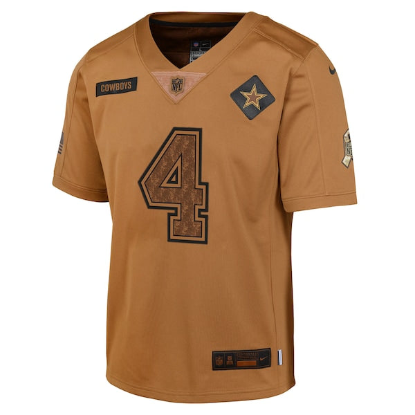 Dak Prescott Dallas Cowboys Nike Youth 2023 Salute To Service Limited Jersey - Brown - Image 2
