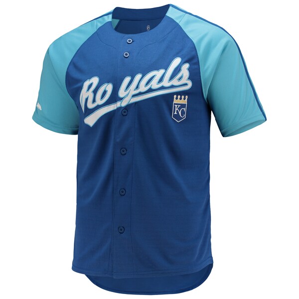 Kansas City Royals Stitches Button-Down Raglan Replica Jersey - Royal - Image 2