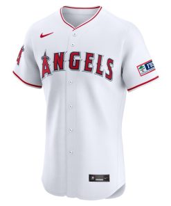 Alternative view of Los Angeles Angels Nike Home Elite Patch Jersey - White