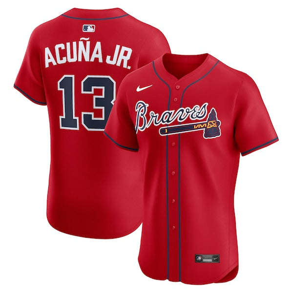 Ronald Acu?a Jr. Atlanta Braves Nike Alternate 2 Elite Jersey - Red/White/Navy