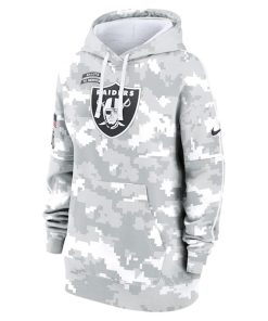 Alternative view of Las Vegas Raiders Nike Women's 2024 Salute To Service Club Fleece Pullover Hoodie - Arctic Camo