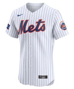 Alternative view of New York Mets Nike Home Elite Patch Jersey - White