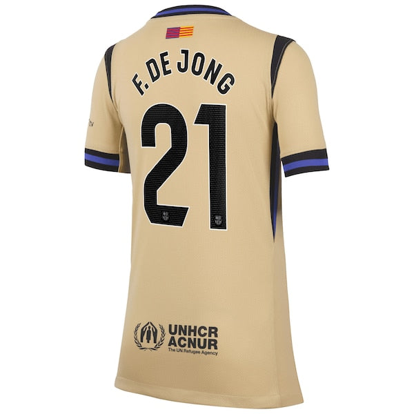Frenkie de Jong Barcelona Nike Youth 2025/26 Away Stadium Replica Jersey - Gold - Image 3
