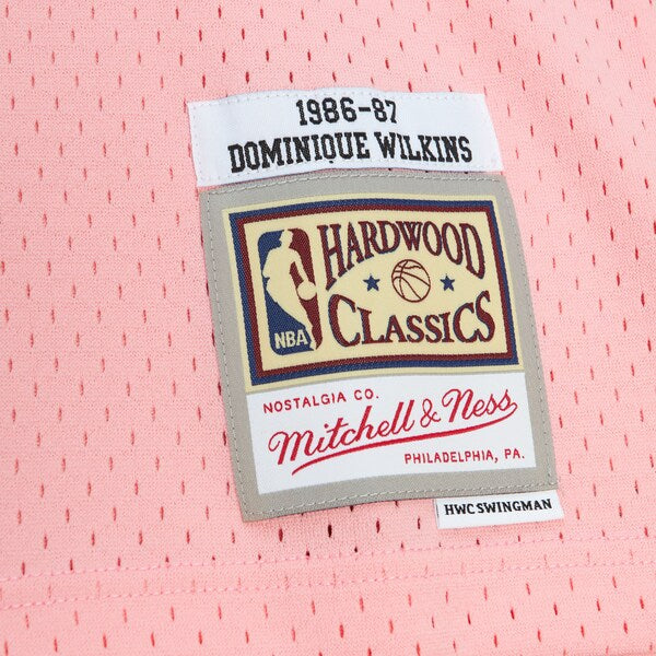 Dominique Wilkins Atlanta Hawks 1986/87 Swingman Sidewalk Sketch Jersey - Pink - Image 5