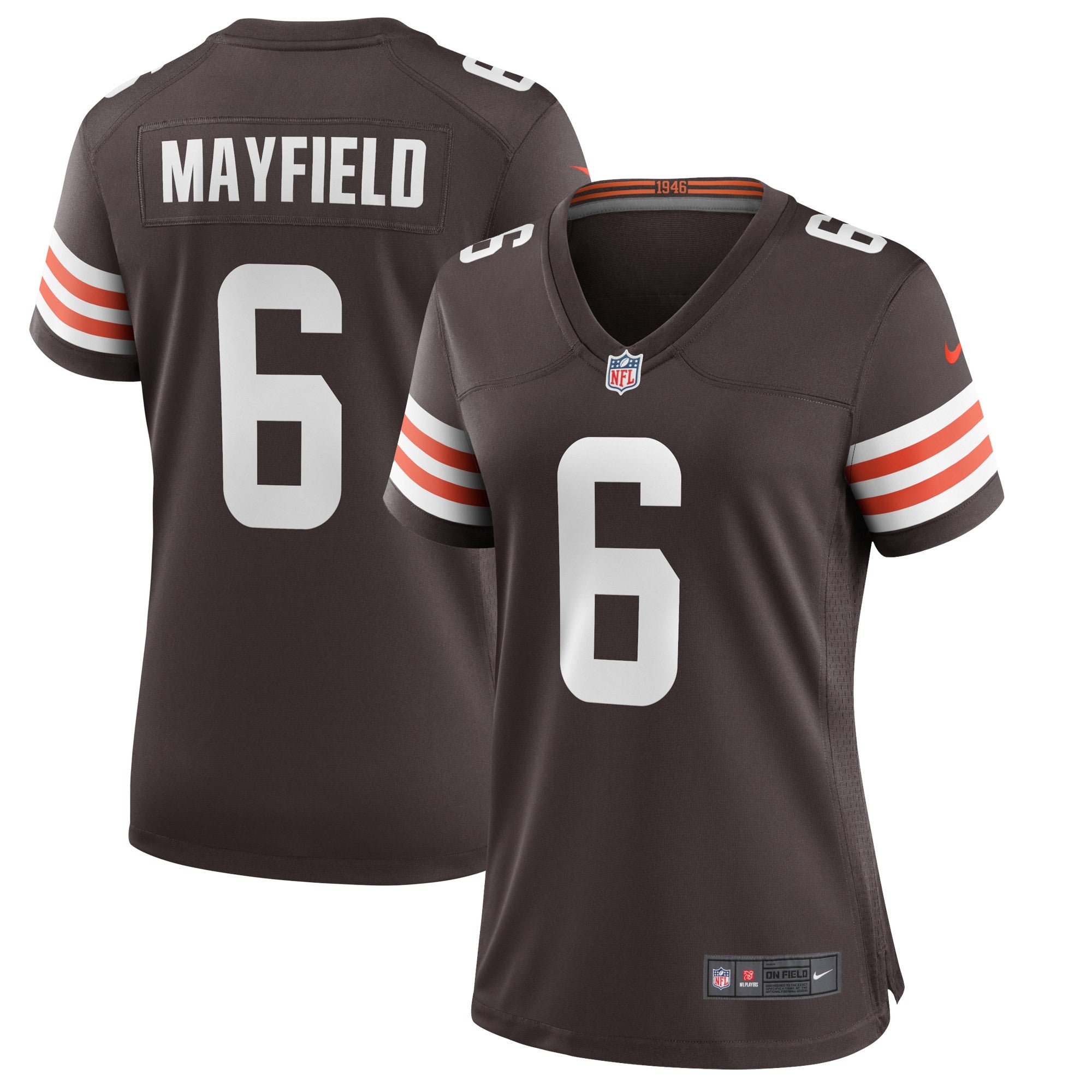 Baker Mayfield Cleveland Browns Nike Women's 1946 Collection Alternate Game Jersey - White/Brown - Image 6