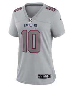 Alternative view of Mac Jones New England Patriots Nike Women's Atmosphere Fashion Game Jersey - Gray