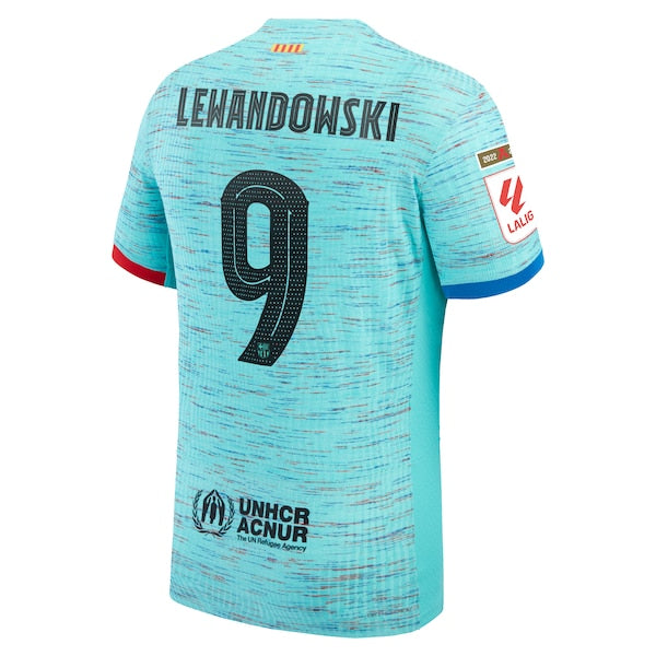 Robert Lewandowski Barcelona Nike 2023/24 Third Authentic Jersey - Aqua/Royal/White - Image 4