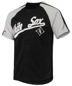 Alternative view of Chicago White Sox Stitches Button-Down Raglan Replica Jersey - Black