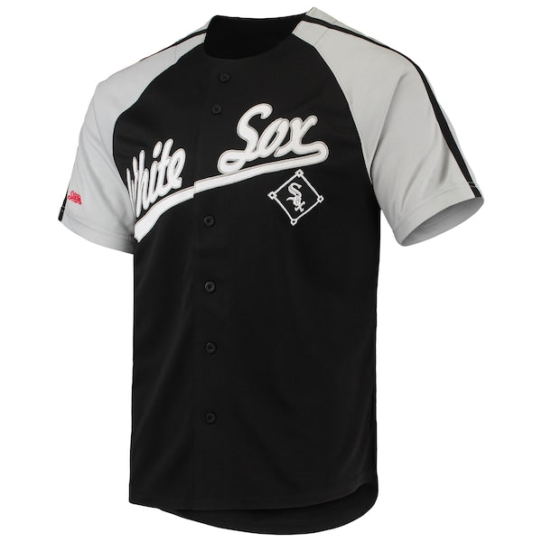 Chicago White Sox Stitches Button-Down Raglan Replica Jersey - Black - Image 2