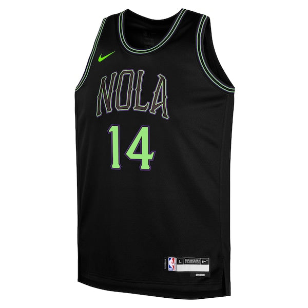 Brandon Ingram New Orleans Pelicans Nike Youth Swingman Replica Jersey - City Edition - Black - Image 2