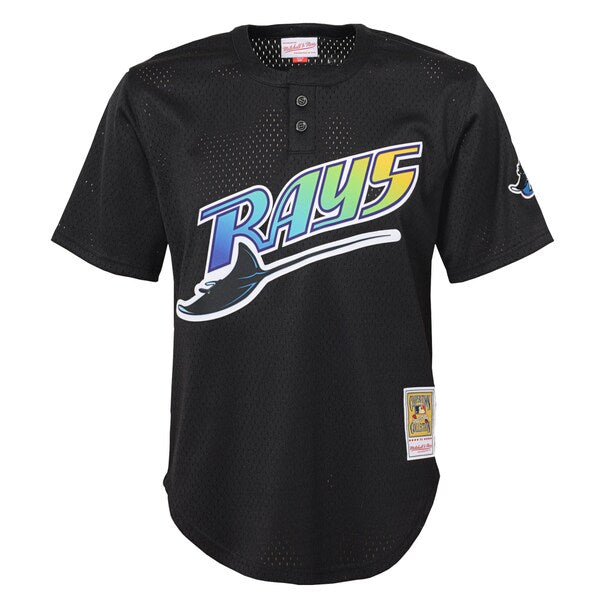 Wade Boggs Tampa Bay Rays Youth Cooperstown Collection?Mesh Batting Practice Jersey - Black - Image 2
