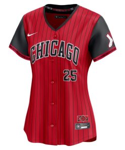 Alternative view of Andrew Vaughn Chicago White Sox Nike Women's 2025 City Connect Limited Player Jersey - Red/Black