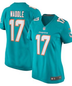 Alternative view of Jaylen Waddle Miami Dolphins Nike Women's Game Player Jersey - Aqua/White