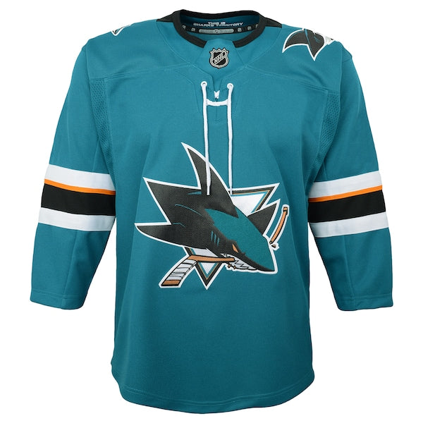 San Jose Sharks Youth Home Premier Blank Jersey - Teal - Image 2