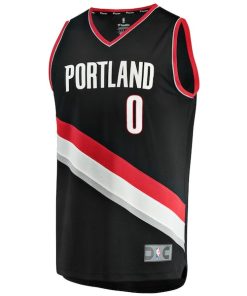 Alternative view of Damian Lillard Portland Trail Blazers  Fast Break Replica Jersey - Black - Icon Edition