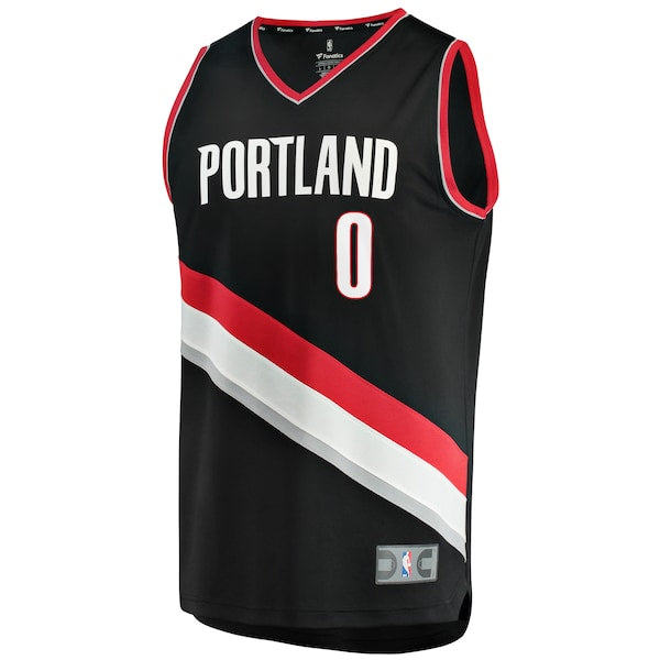 Damian Lillard Portland Trail Blazers Fast Break Replica Jersey - Black - Icon Edition - Image 2