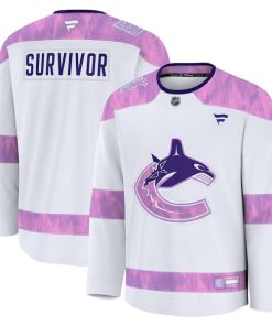 Vancouver Canucks  Hockey Fights Cancer Practice Jersey - White