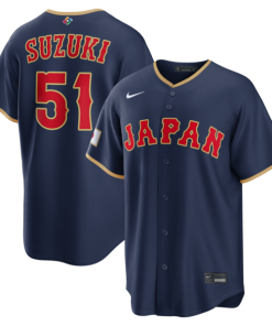 Seiya Suzuki Japan Baseball Nike 2026 World Baseball Classic Road Stadium Jersey - Navy/White