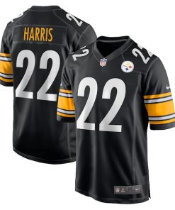 Alternative view of Najee Harris Pittsburgh Steelers Nike Youth Game Jersey - Black/White