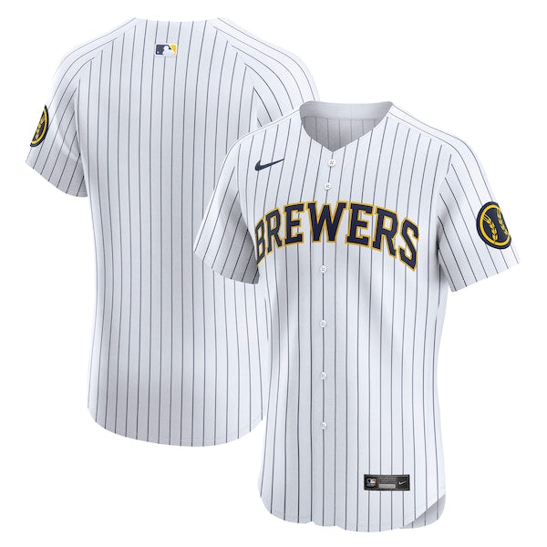 Milwaukee Brewers Nike Alternate Vapor Premier Elite Patch Jersey - White - Image 2