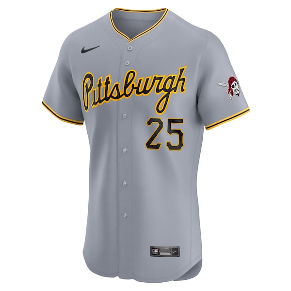 Adam LaRoche Pittsburgh Pirates Nike Road Elite Player Jersey - Gray - Image 2