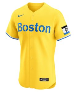 Alternative view of Rafael Devers Boston Red Sox Nike City Connect Elite Jersey - Gold