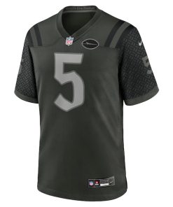 Alternative view of Garrett Wilson New York Jets Nike 2025 Rivalries Collection Game Jersey - Gotham Green