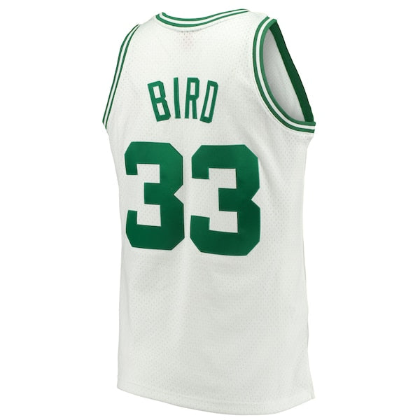 Larry Bird Boston Celtics Hardwood Classics 1985/86 Swingman Jersey - White/Kelly Green - Image 6