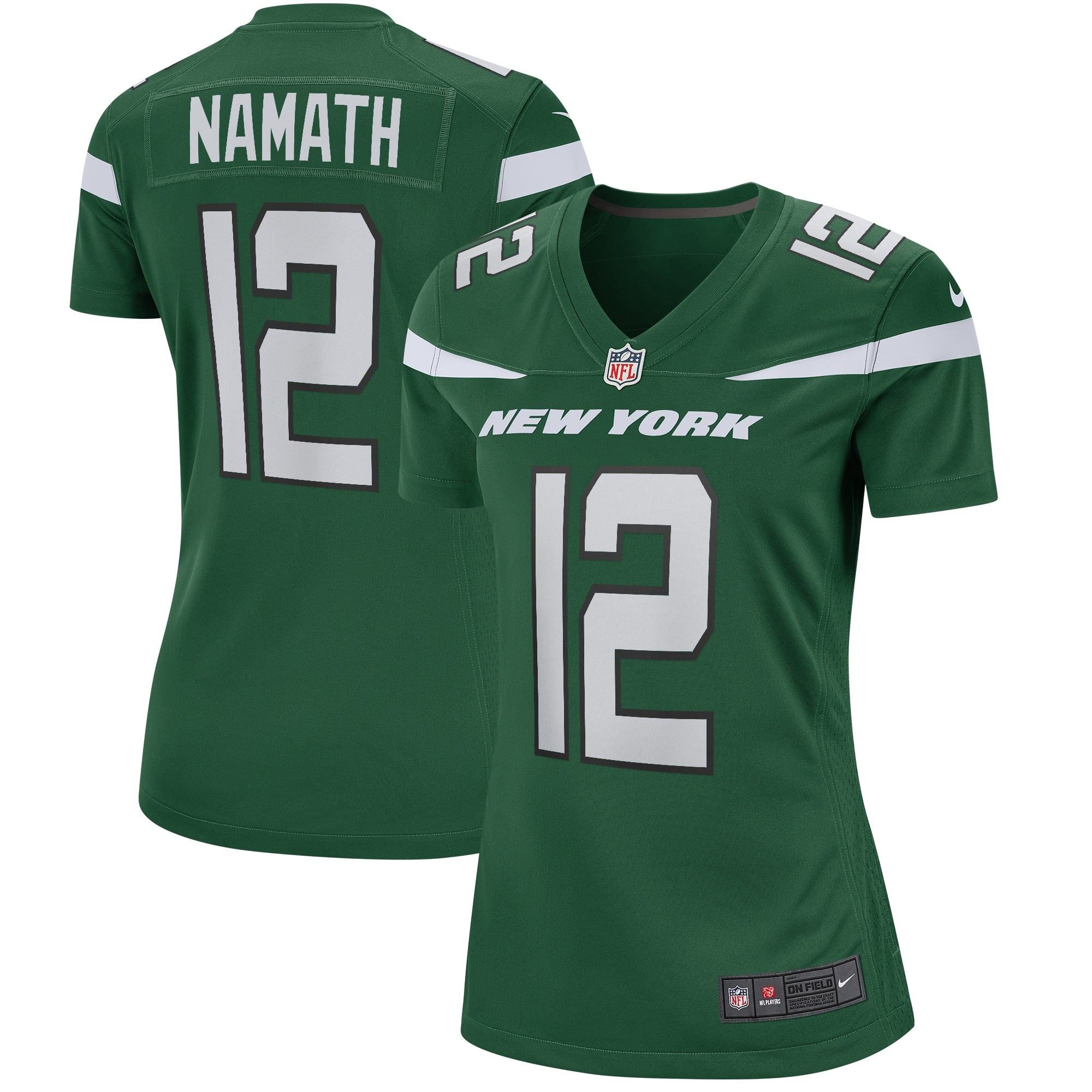 Joe Namath New York Jets Nike Women's Legacy Retired Player Game Jersey - White/Green - Image 6