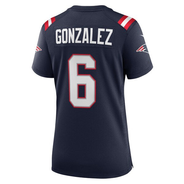 Christian Gonzalez New England Patriots Nike Women's Team Game Jersey - Navy/Red/White - Image 4