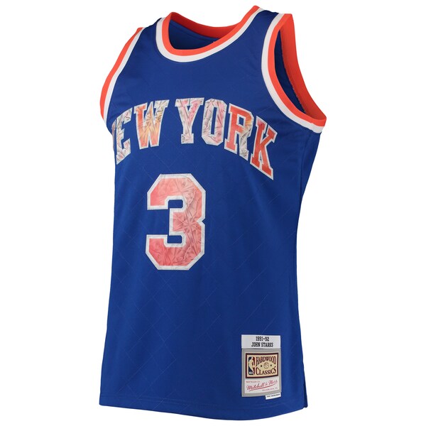 John Starks New York Knicks 1991/92 Hardwood Classics NBA 75th Anniversary Diamond Swingman Jersey - Blue - Image 2
