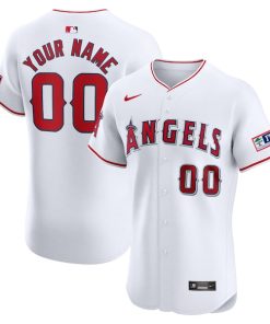 Los Angeles Angels Nike Home Elite Custom Patch Jersey - White