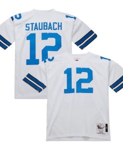 Alternative view of Roger Staubach Dallas Cowboys 1975  Authentic Throwback Retired Player Jersey - White/Royal