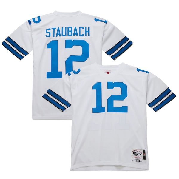 Roger Staubach Dallas Cowboys 1975 Authentic Throwback Retired Player Jersey - White/Royal - Image 2