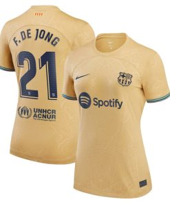 Frenkie de Jong Barcelona Nike Women's 2022/23 Away Replica Player Jersey - Yellow
