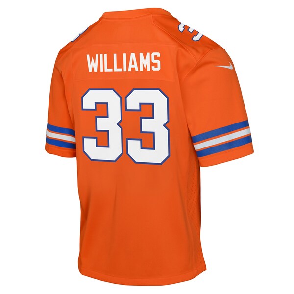 Javonte Williams Denver Broncos Nike Youth Mile High Collection 1977 Throwback Game Jersey - Orange - Image 3