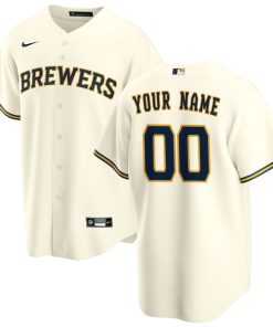 Milwaukee Brewers Nike Home Replica Custom Jersey - Cream