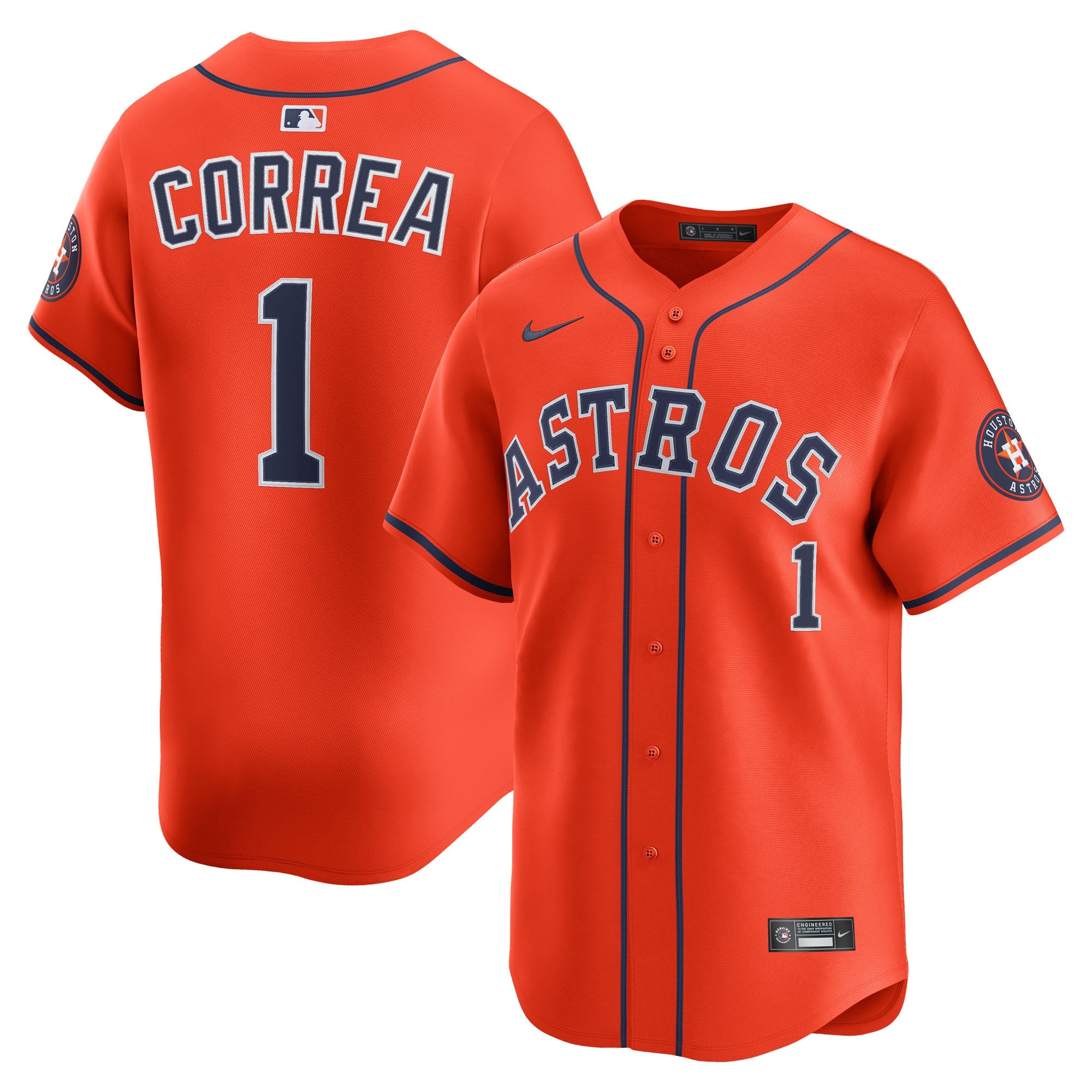 Carlos Correa Houston Astros Nike Home Limited Player Jersey - White/Orange - Image 5
